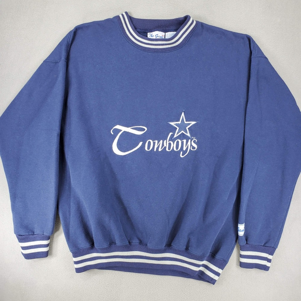 The Game Dallas Cowboys Sweatshirt Mens L Blue Vintage 90s NFL Embroidered Logo
